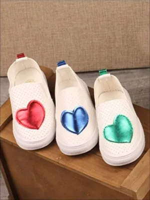 Girls Heart Breathable Slip On Sneakers By Liv and Mia