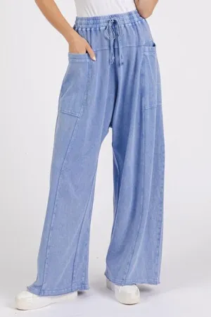 Hazel Blues® |  Mittoshop Mineral Wash Elastic Waist Baarrel Leg Baggy Pants