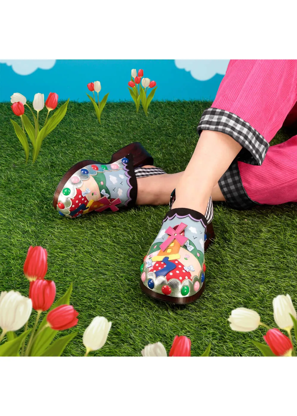 Irregular Choice Your Biggest Fan Windmills Clogs Black