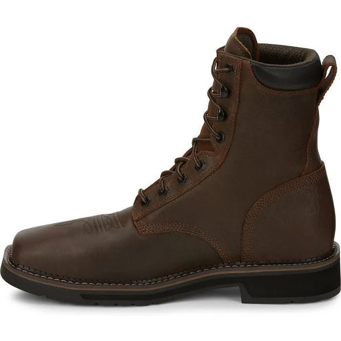 Justin Men's Driller 8" CT Waterproof Western Work Boot -Brown- SE462