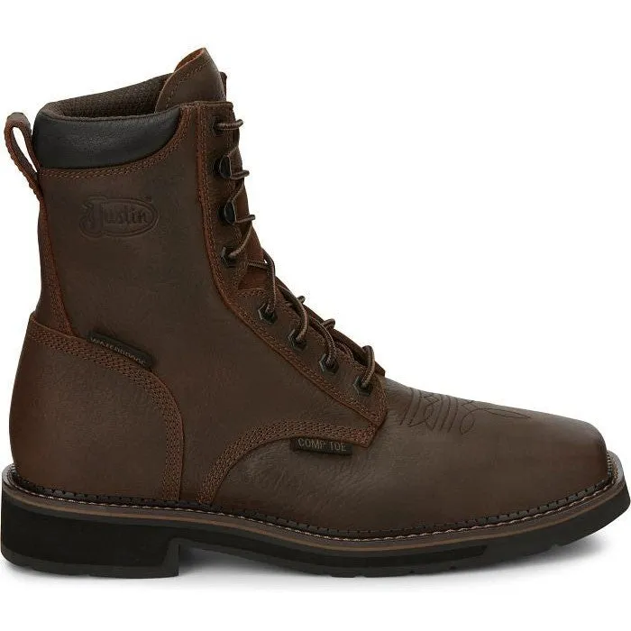 Justin Men's Driller 8" CT Waterproof Western Work Boot -Brown- SE462
