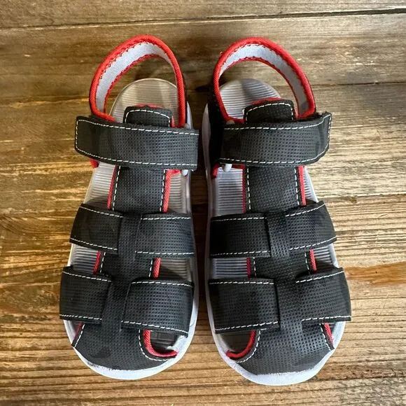Kids Boys See Kai Run Cyrus IV Flexirun Black Athletic Fisherman Sandals Size 12
