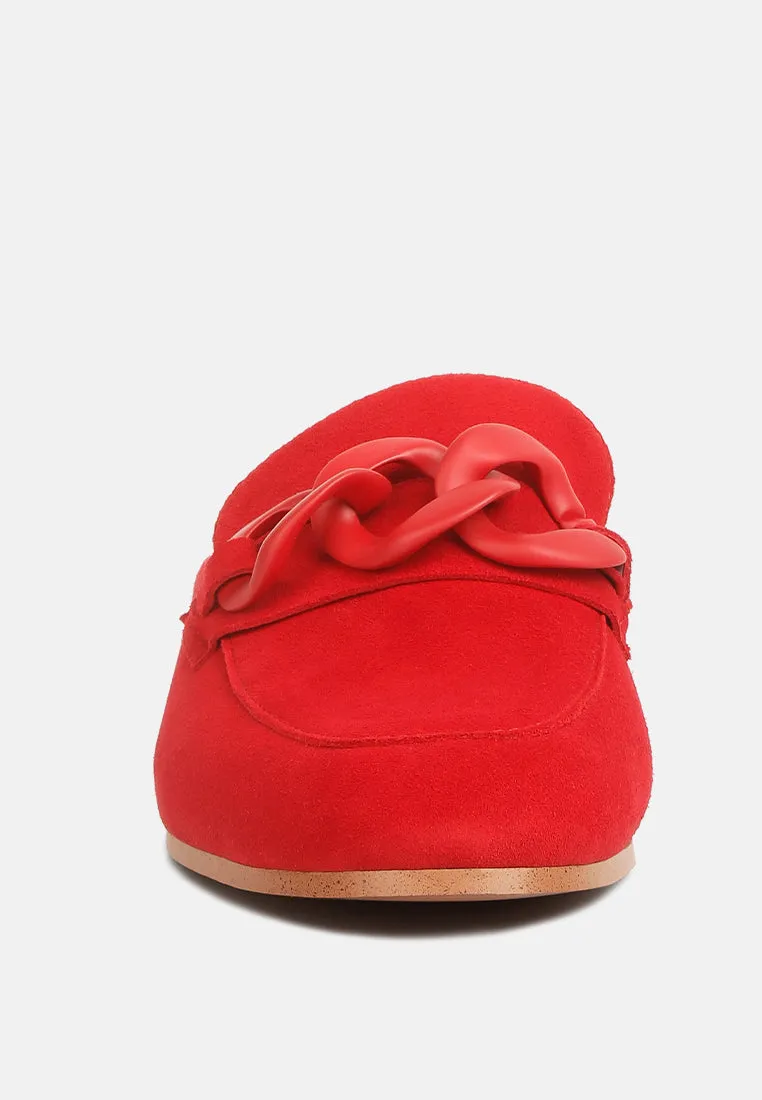 Krizia Chunky Chain Suede Slip On Mules By Ruw