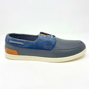 Lacoste Arverne 6 SRM Leather Suede Grey Blue Mens Boat Loafers Casual Shoes