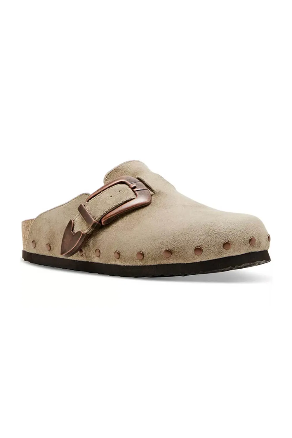 Madden Girl Pepper Buckle Clogs for Women in Taupe | PEPPER-TAUPE