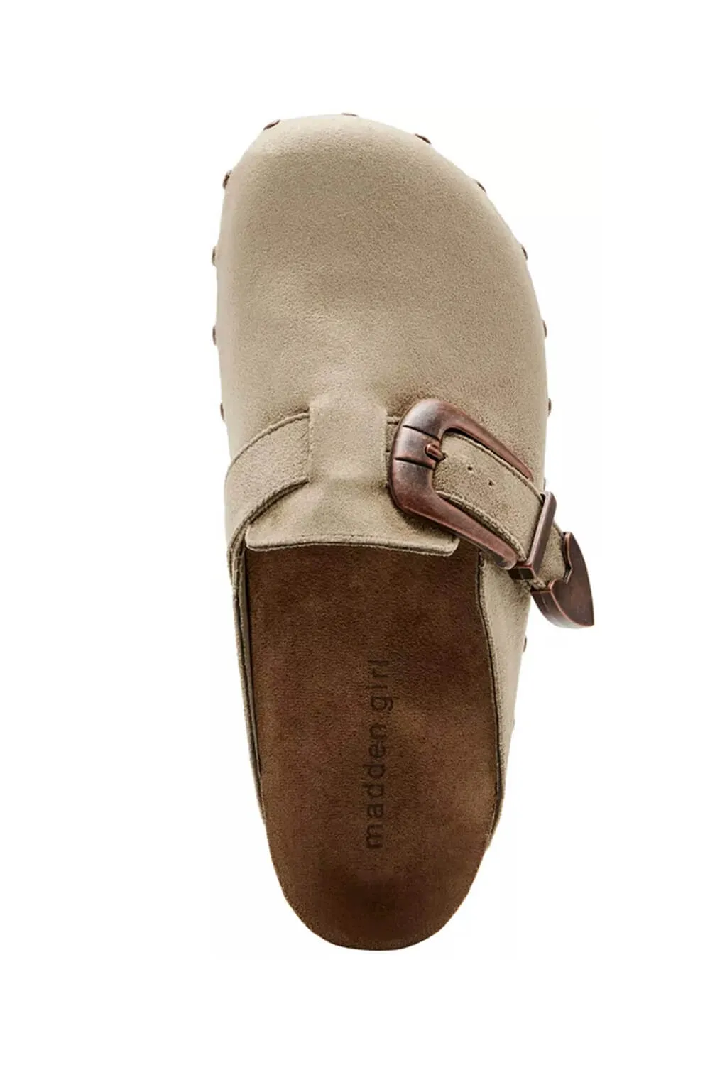 Madden Girl Pepper Buckle Clogs for Women in Taupe | PEPPER-TAUPE