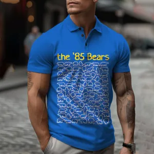 Men's Funny Bear Casual Printed Short-Sleeved Polo Shirt