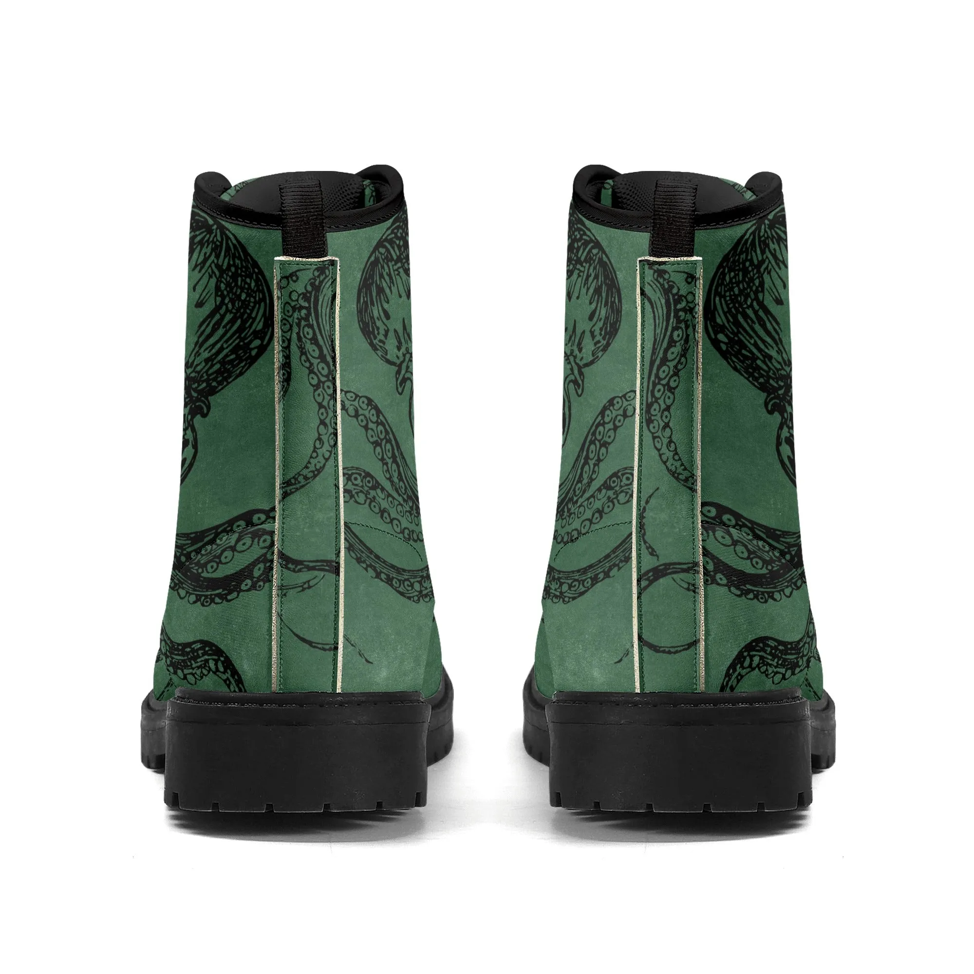 Mens Green Octopus Vegan Steampunk Boots Unisex