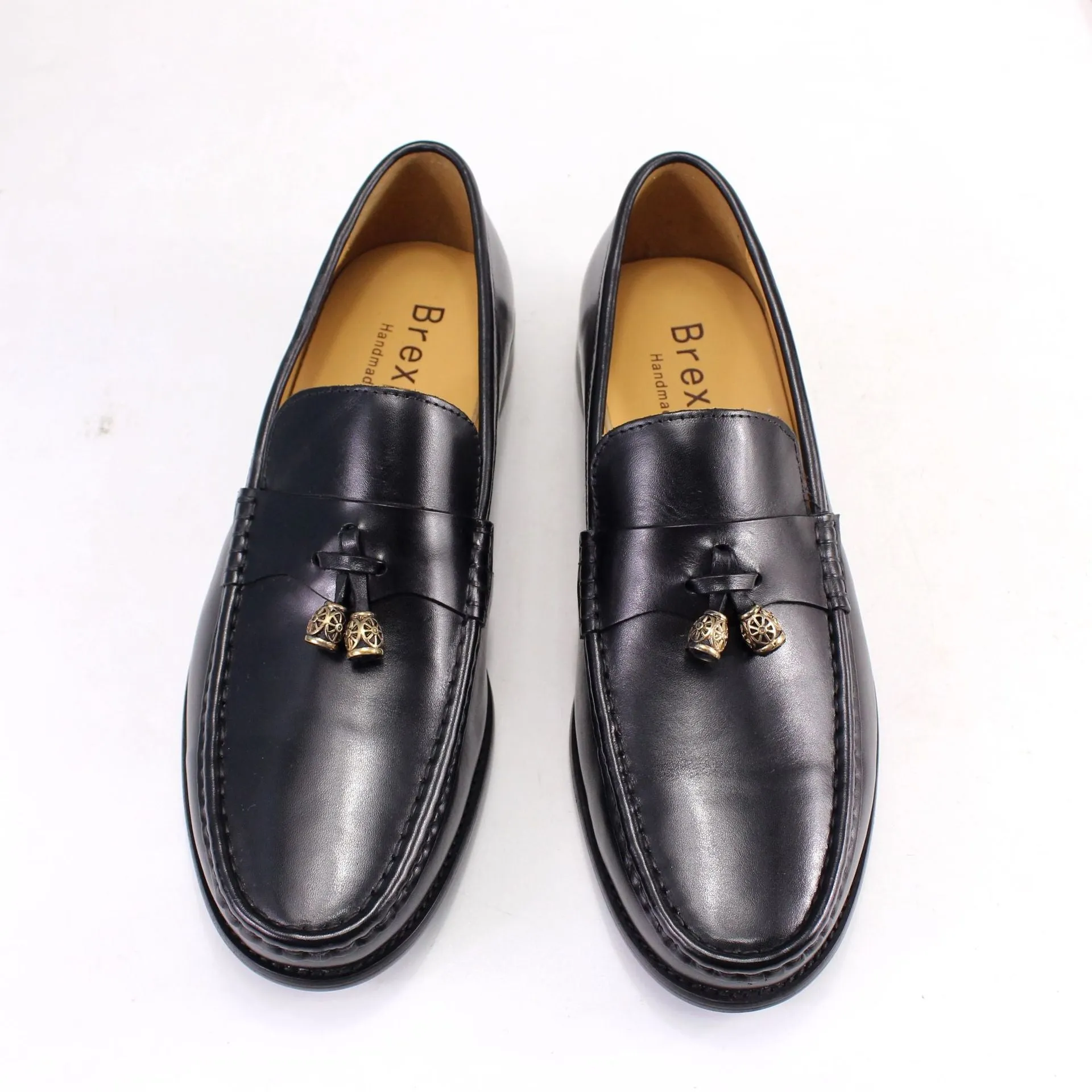 Men's Leather Shoes Genuine Leather round Toe Loafers Pendant Fashion Slip-on Leather Shoes Men's Business Casual Men's Shoes