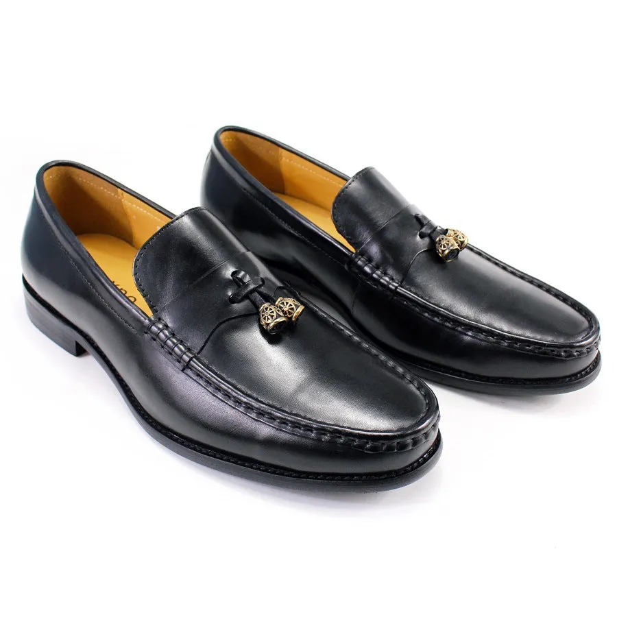 Men's Leather Shoes Genuine Leather round Toe Loafers Pendant Fashion Slip-on Leather Shoes Men's Business Casual Men's Shoes