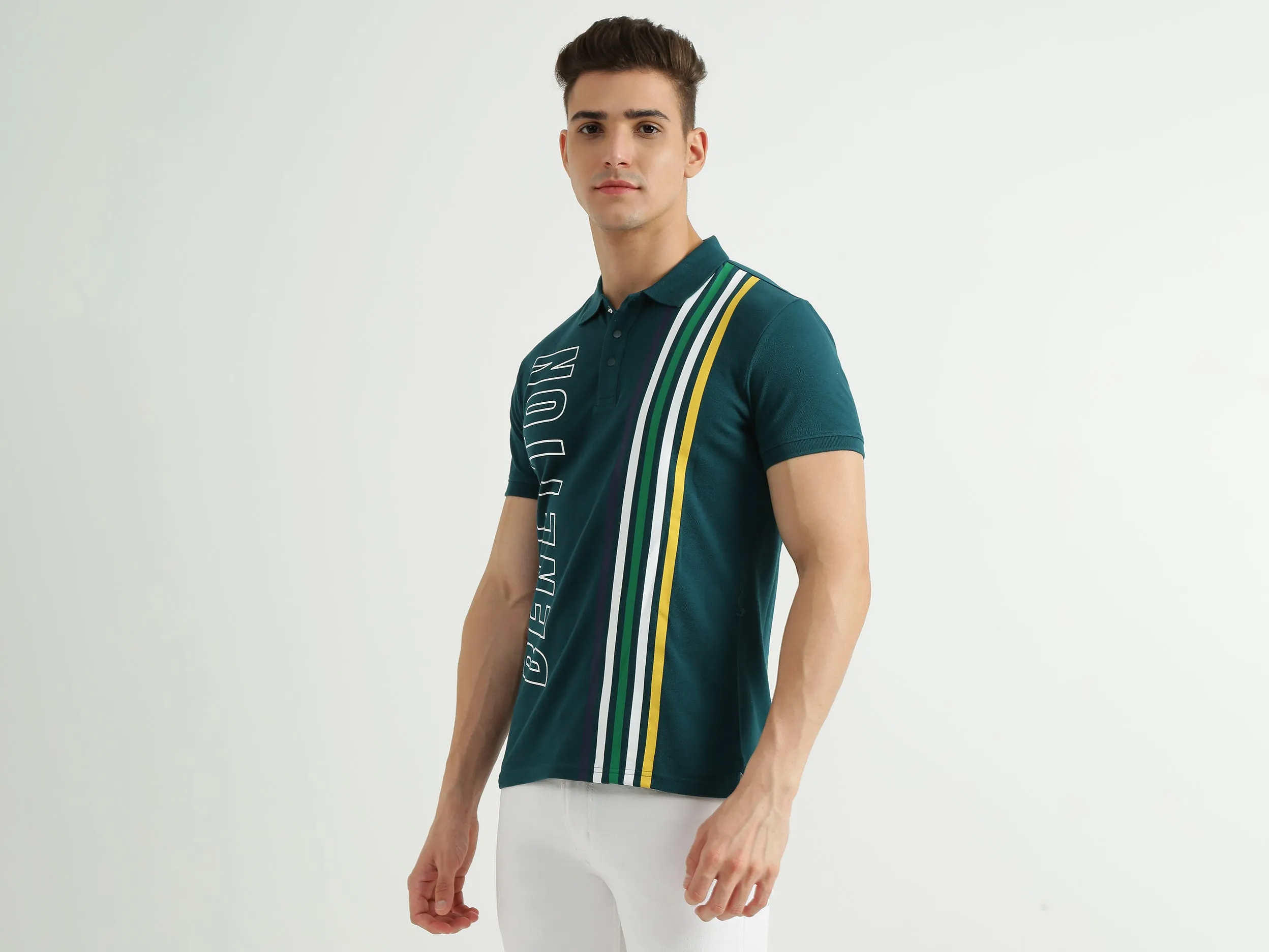 Mens Short Sleeve Stripe Polo T-Shirt