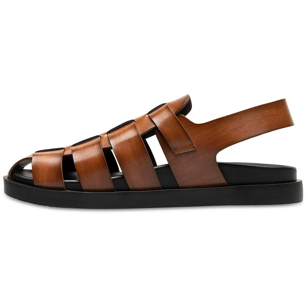 Mens Strappy Faux Leather Fisherman Sandals