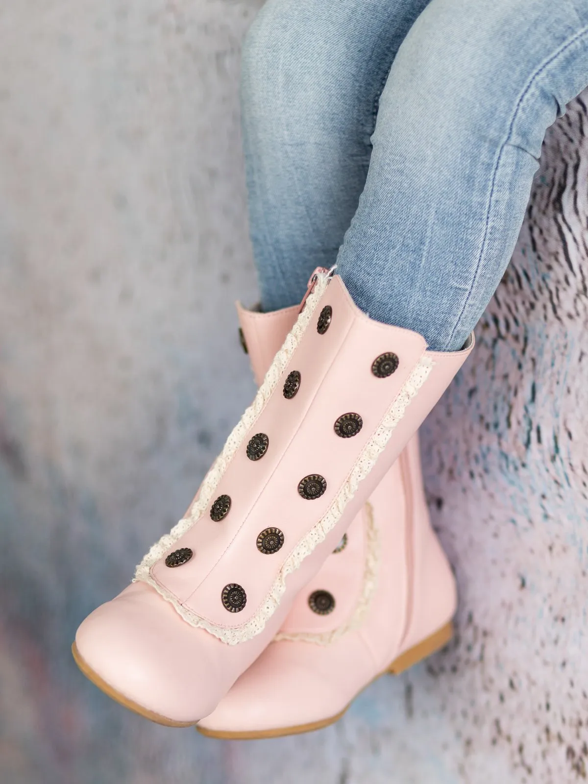 Military Style Lace Ruffle Trimmed Boots  By Liv and Mia
