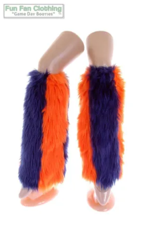 Navy & Orange Fur Leg Warmers, Choose Team Color Legwarmers, Game Day Booties