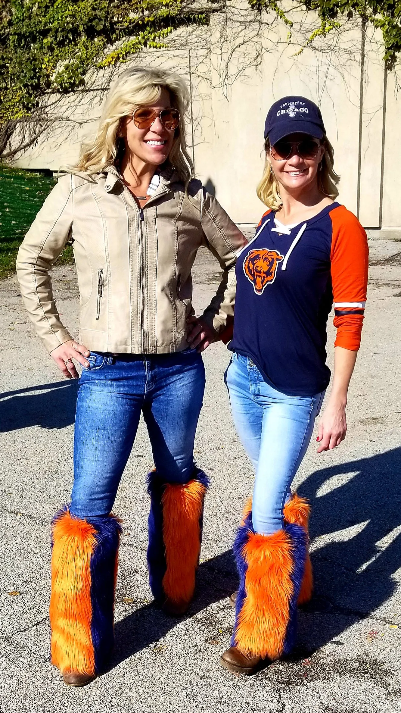 Navy & Orange Fur Leg Warmers, Choose Team Color Legwarmers, Game Day Booties