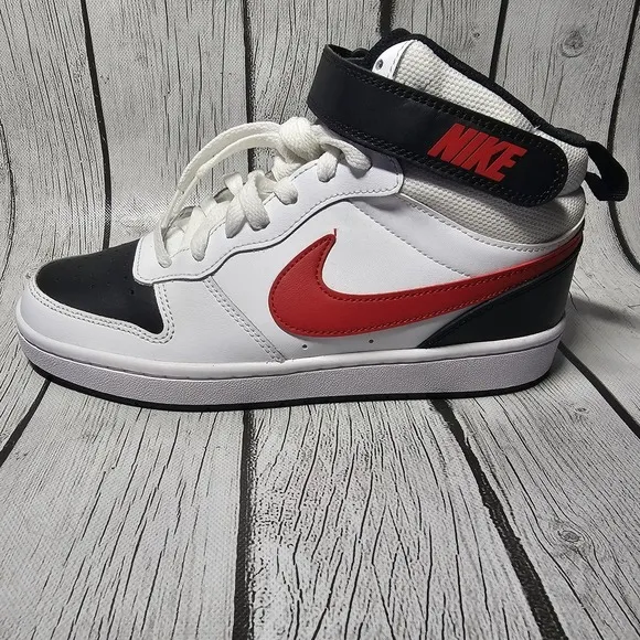 Nike Court Borough Mid 2 Red Black White Sneakers Size 6.5Y CD7782 New No Box