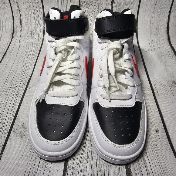 Nike Court Borough Mid 2 Red Black White Sneakers Size 6.5Y CD7782 New No Box