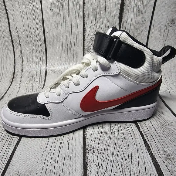 Nike Court Borough Mid 2 Red Black White Sneakers Size 6.5Y CD7782 New No Box