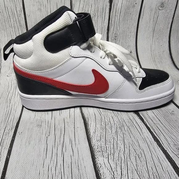Nike Court Borough Mid 2 Red Black White Sneakers Size 6.5Y CD7782 New No Box
