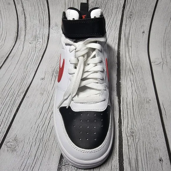 Nike Court Borough Mid 2 Red Black White Sneakers Size 6.5Y CD7782 New No Box