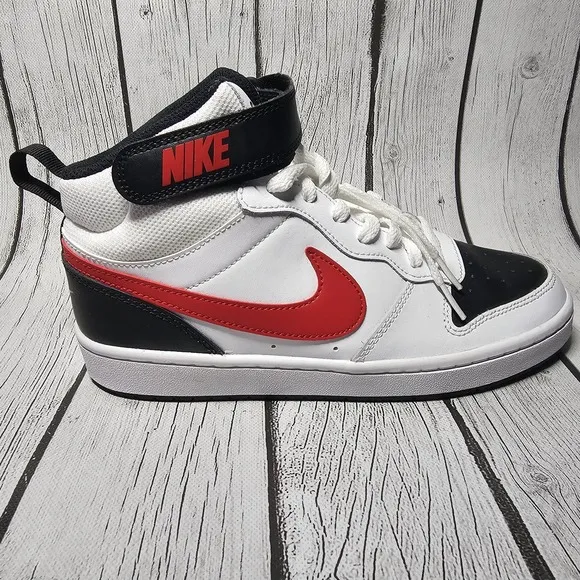 Nike Court Borough Mid 2 Red Black White Sneakers Size 6.5Y CD7782 New No Box