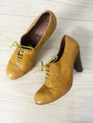 office london retro heeled leather loafers