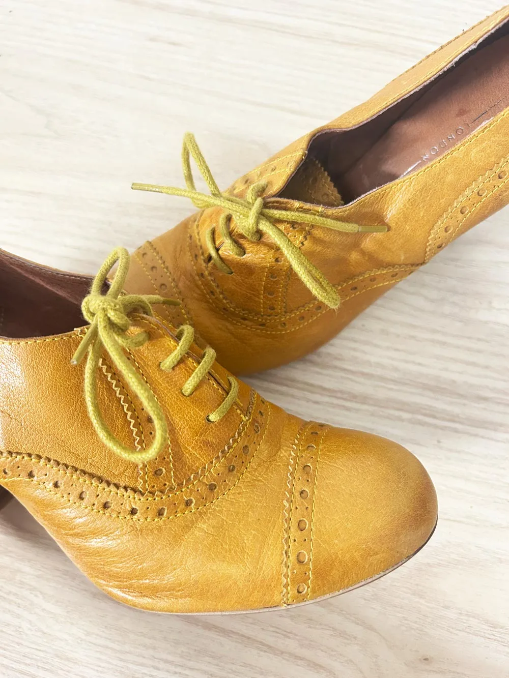 office london retro heeled leather loafers