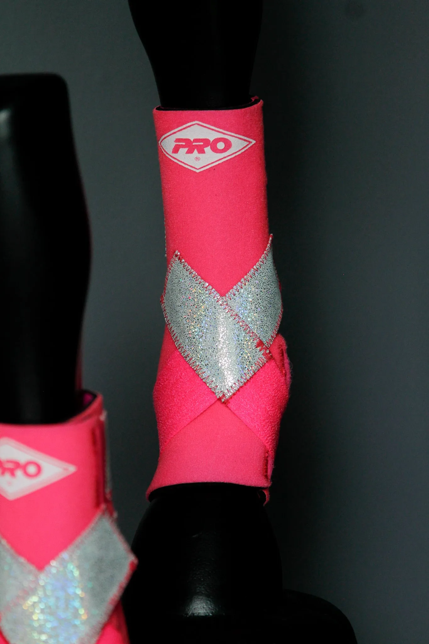 PINK H20 Front & Rear Set White Sparkle Leather Straps Support Boots and Bells
