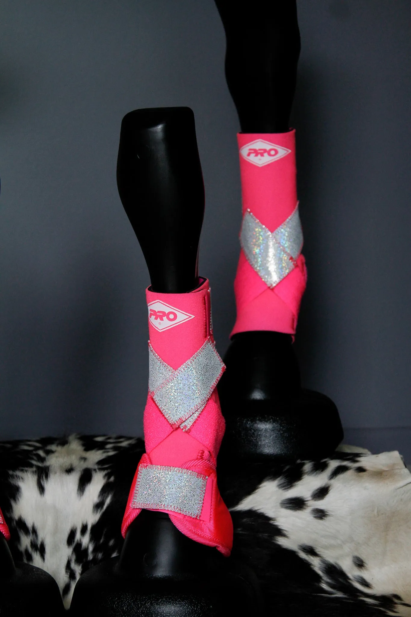 PINK H20 Front & Rear Set White Sparkle Leather Straps Support Boots and Bells