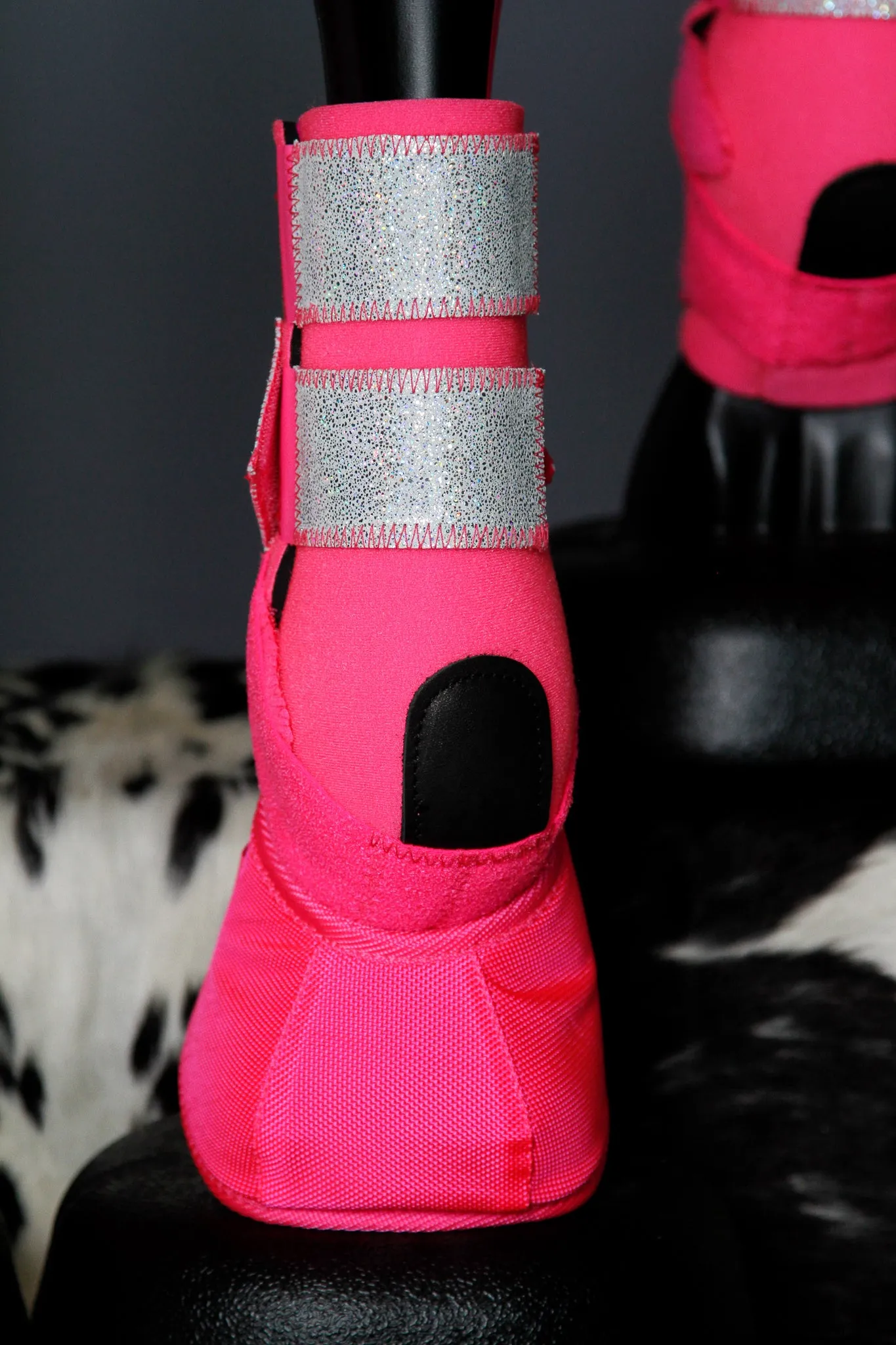PINK H20 Front & Rear Set White Sparkle Leather Straps Support Boots and Bells
