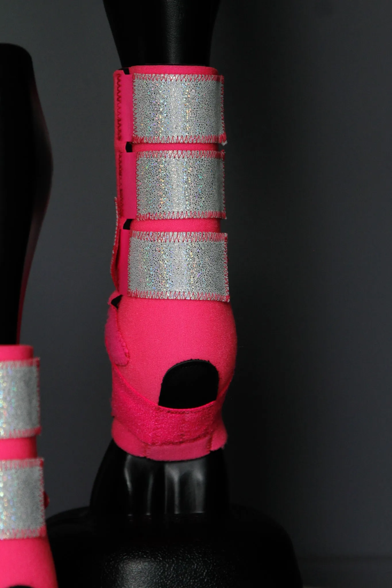 PINK H20 Front & Rear Set White Sparkle Leather Straps Support Boots and Bells
