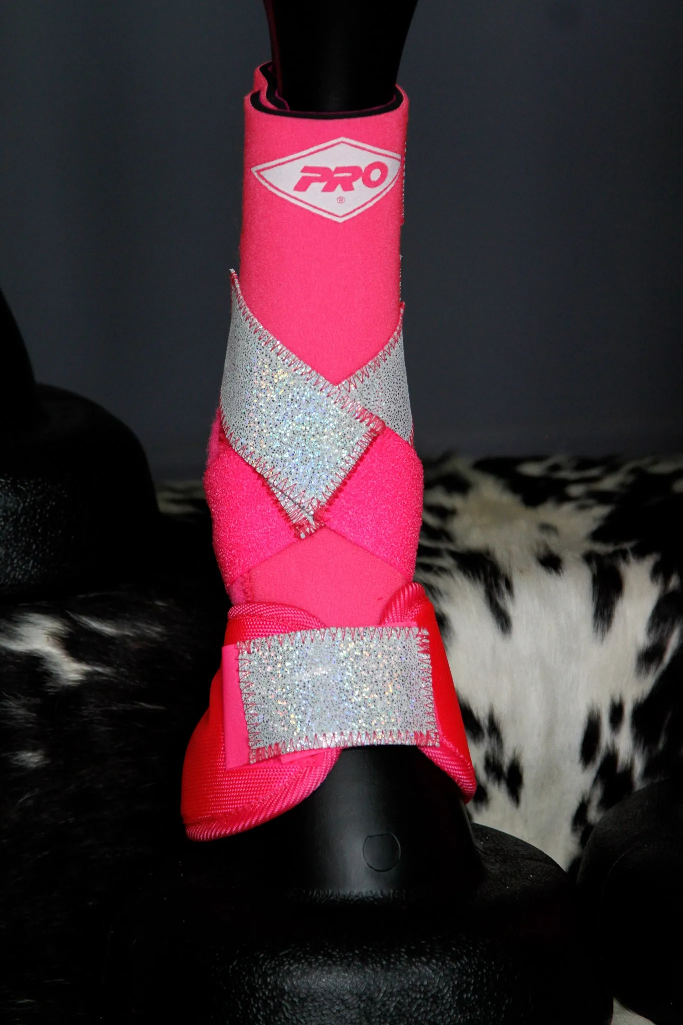 PINK H20 Front & Rear Set White Sparkle Leather Straps Support Boots and Bells