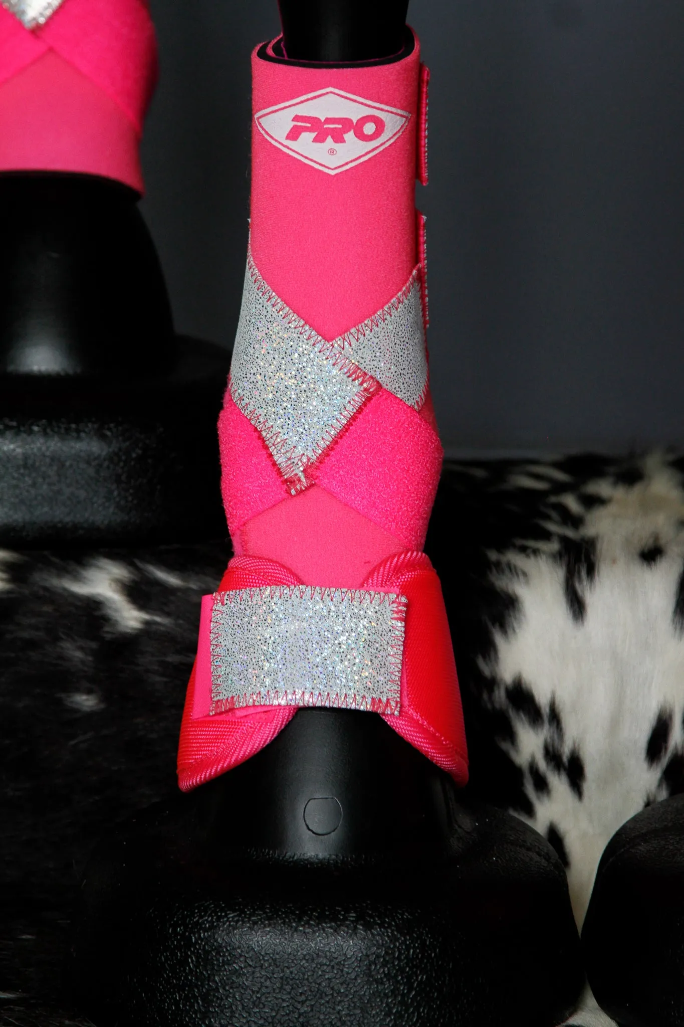 PINK H20 Front & Rear Set White Sparkle Leather Straps Support Boots and Bells