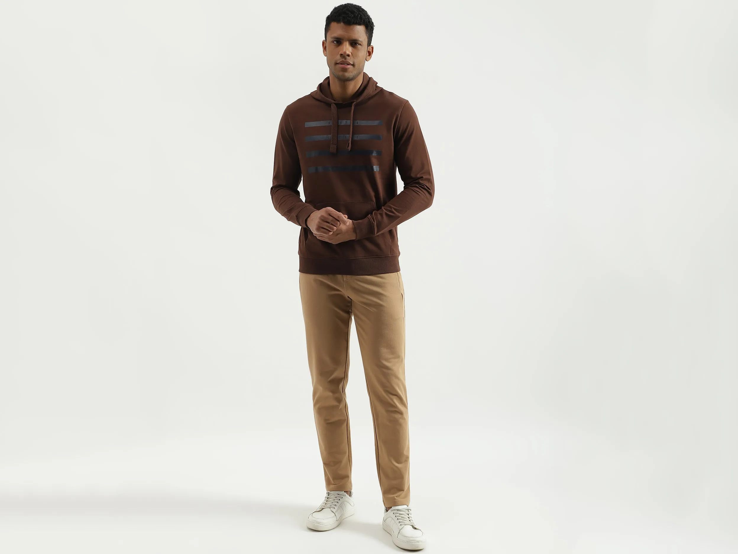 Regular Fit Hooded Striped Line Sweatshirt