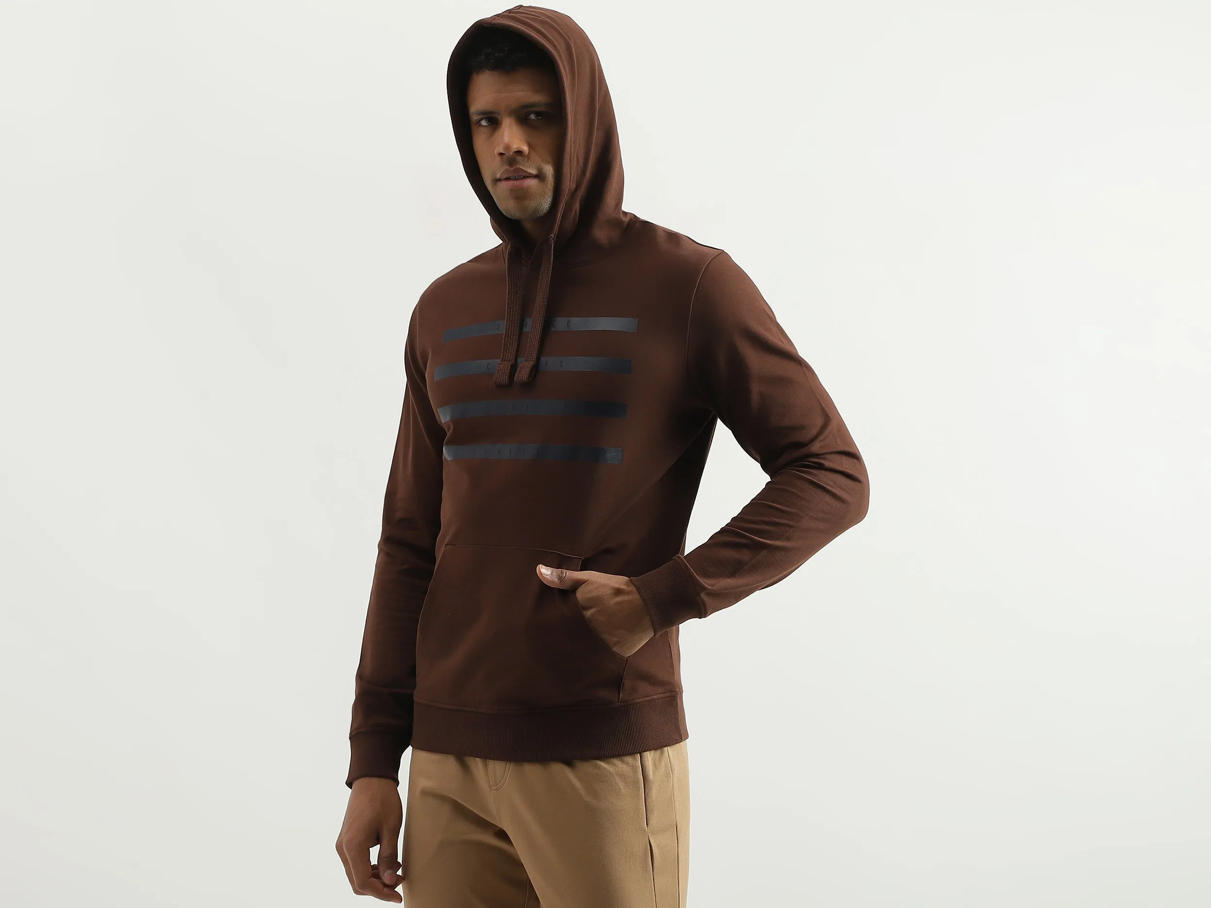 Regular Fit Hooded Striped Line Sweatshirt