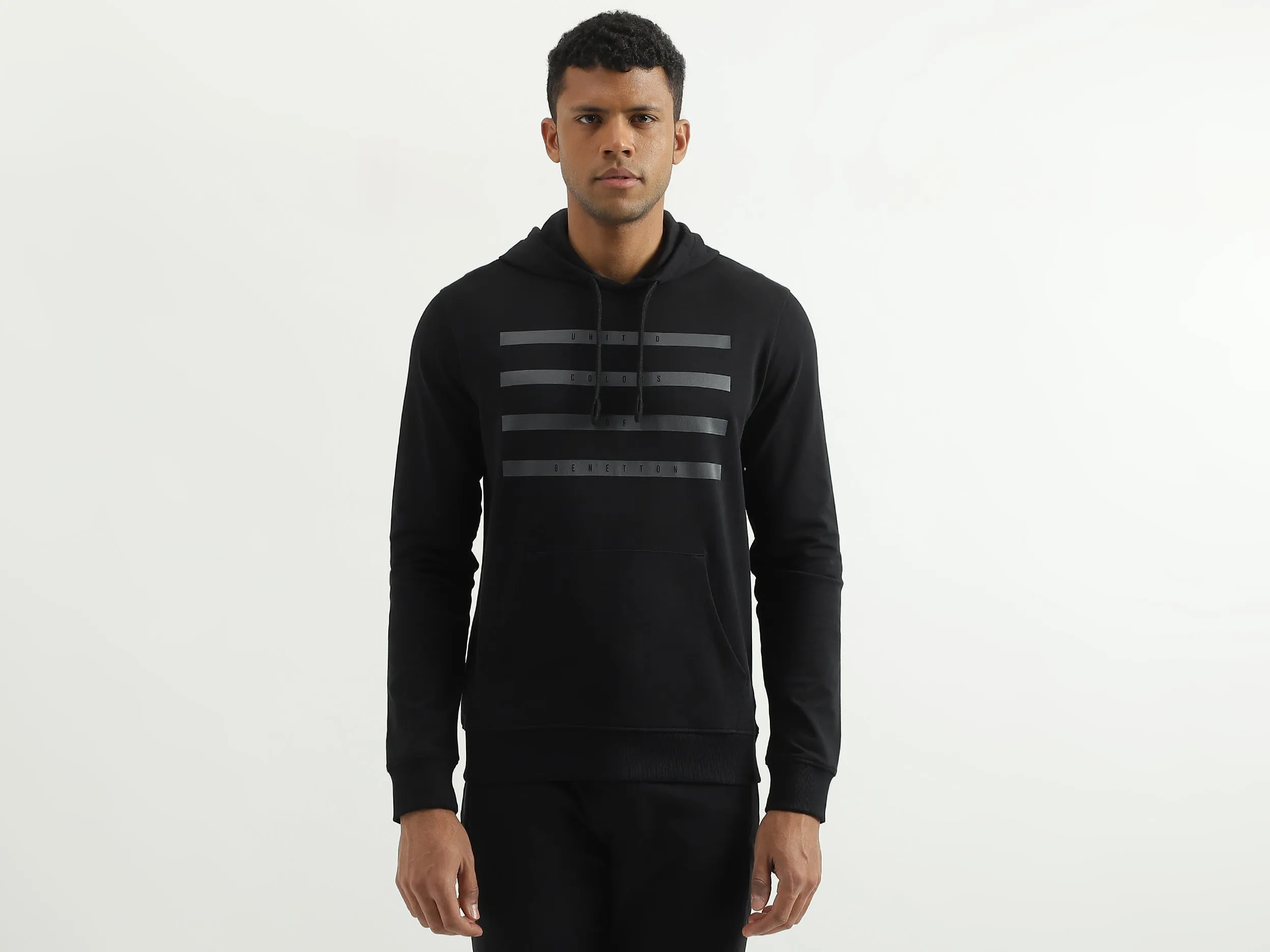 Regular Fit Hooded Striped Line Sweatshirt