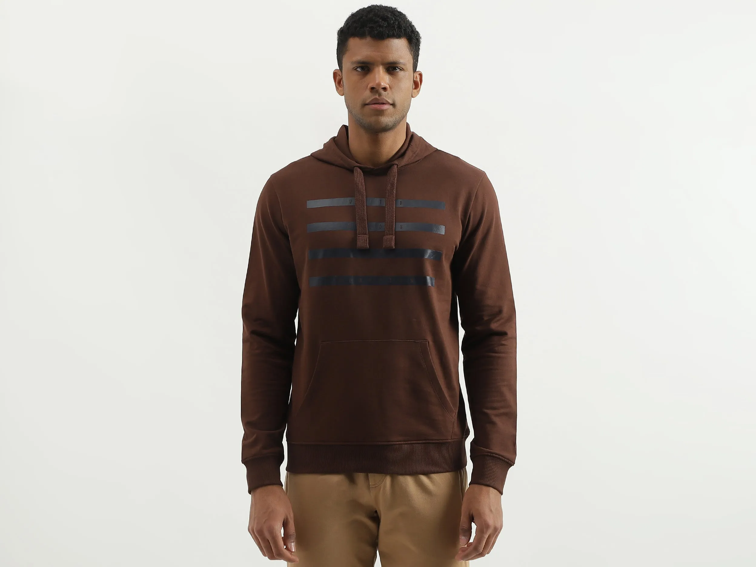 Regular Fit Hooded Striped Line Sweatshirt