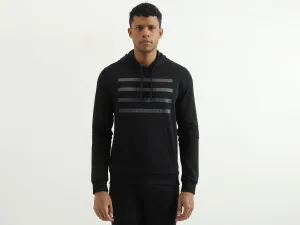 Regular Fit Hooded Striped Line Sweatshirt