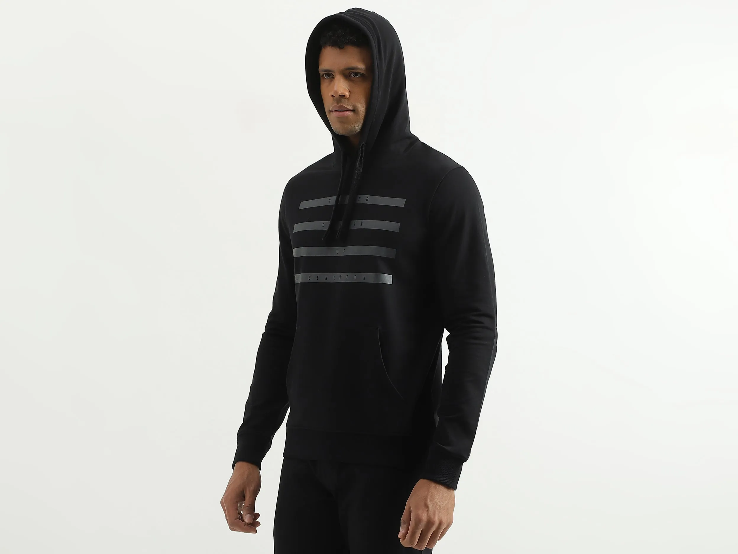 Regular Fit Hooded Striped Line Sweatshirt