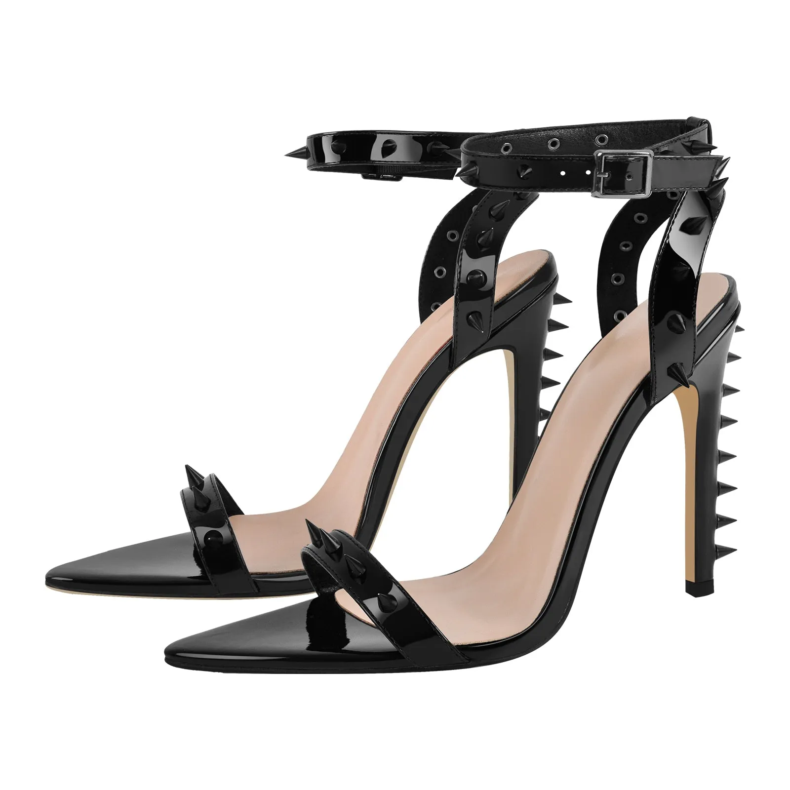 Rivet Ankle Strap High Heel Sandals