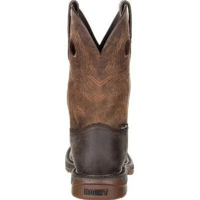 Rocky Men's Original Ride 11" Square Toe WP Western Boot -Brown- RKW0234