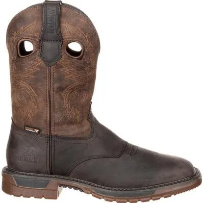 Rocky Men's Original Ride 11" Square Toe WP Western Boot -Brown- RKW0234