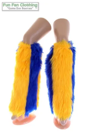 Royal Blue & Yellow Faux Fur Leg Warmers - Game Day Booties