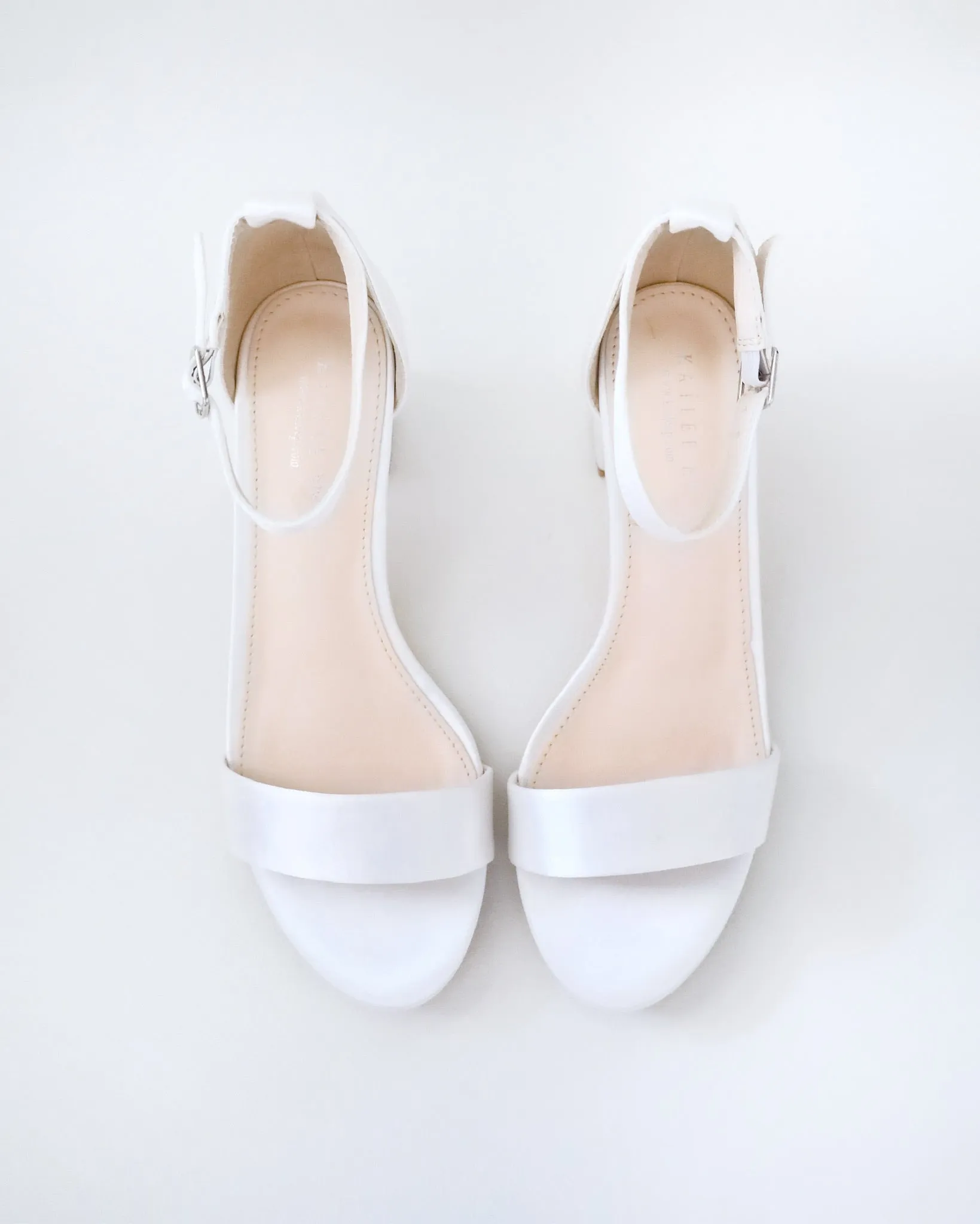 Satin Block Heel Sandals with Ankle Strap