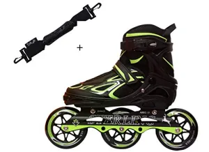 Slyk Sterling Adjustable Inline Skates 100 mm 3 - Polyurethane Speedy Wheels Tri-Skate with ABEC-11 Bearings   Carrier Buckle Hook Strap
