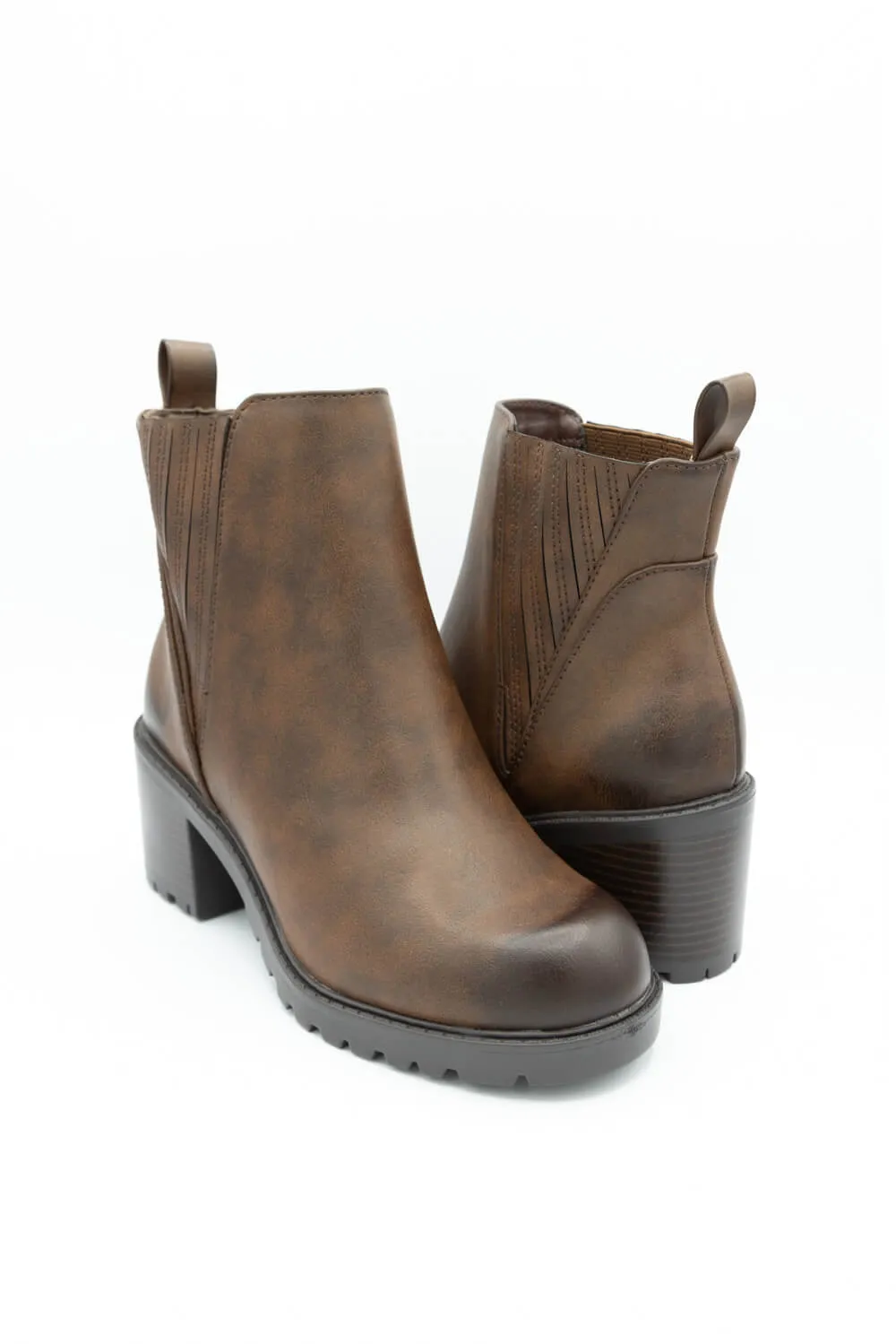 Soda Wisely Lug Booties for Women in Brown | WISELY-S BROWN