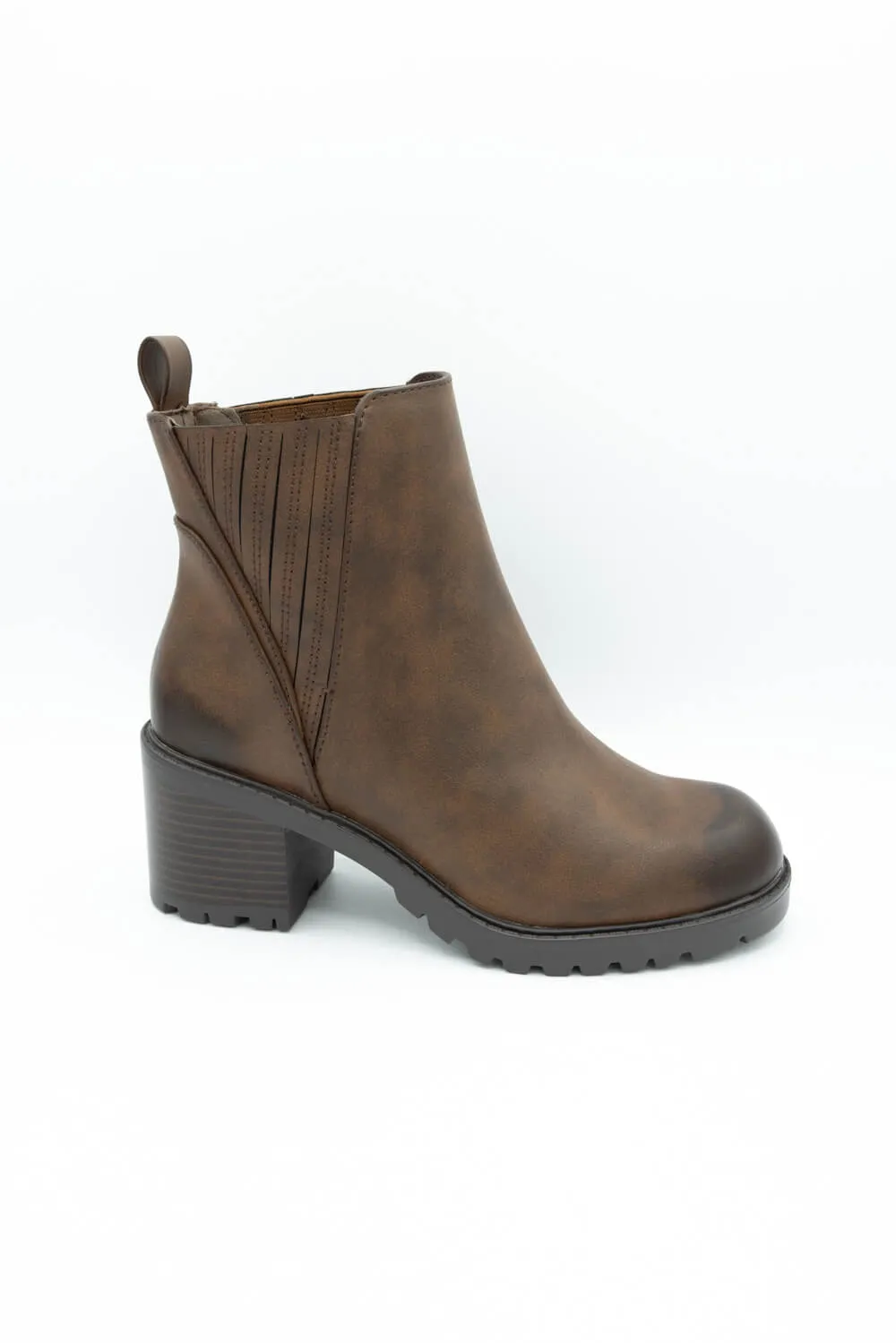 Soda Wisely Lug Booties for Women in Brown | WISELY-S BROWN
