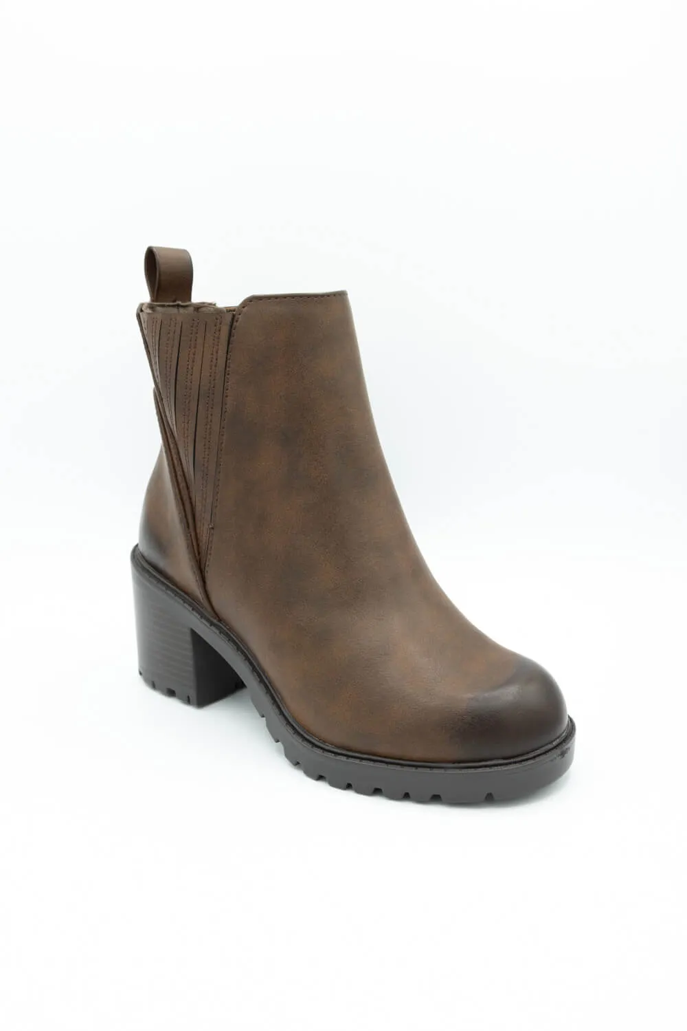 Soda Wisely Lug Booties for Women in Brown | WISELY-S BROWN