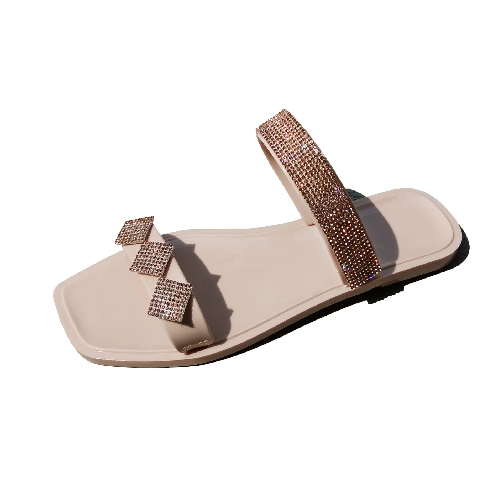 Square Toe Two-strap Light Diamond Sandals