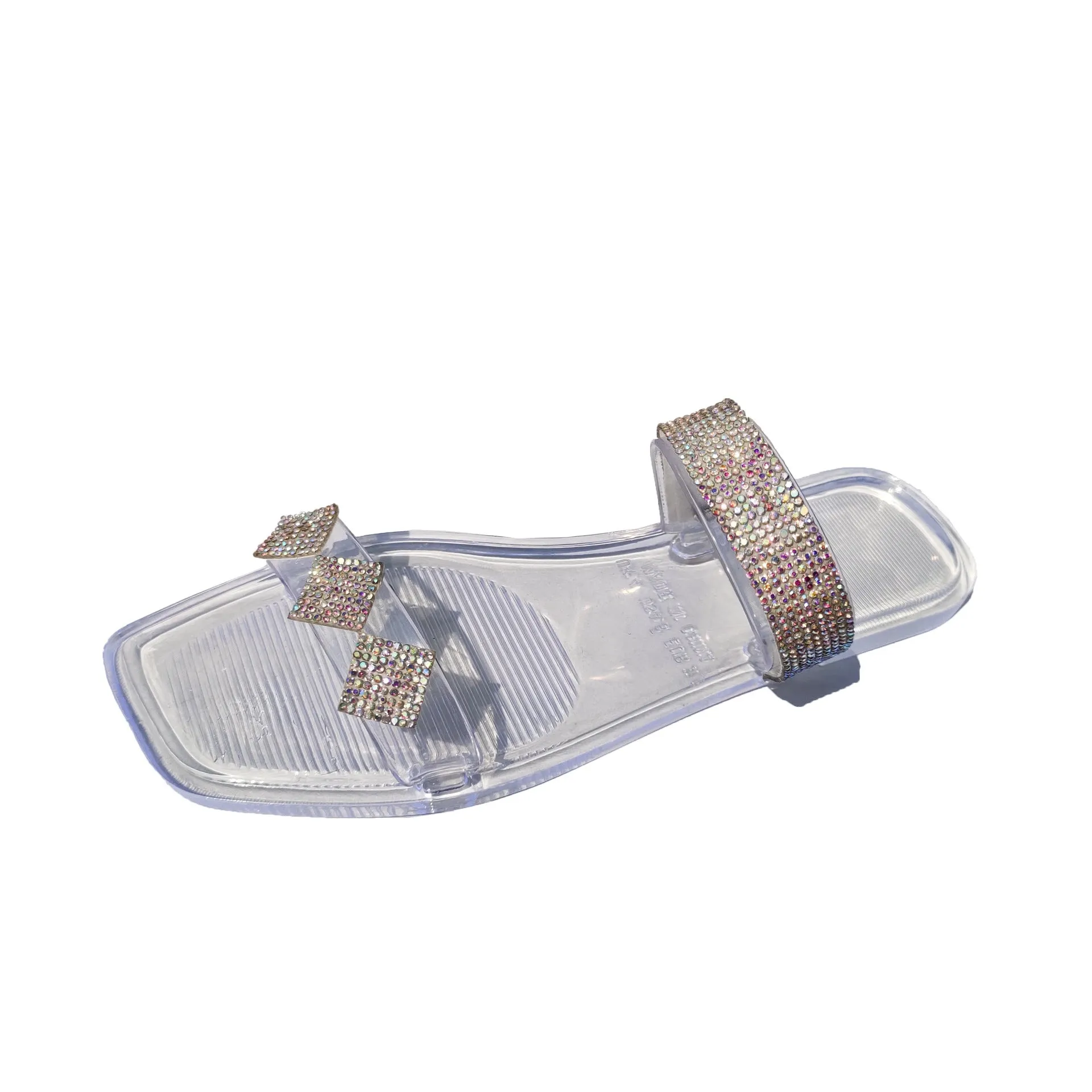 Square Toe Two-strap Light Diamond Sandals